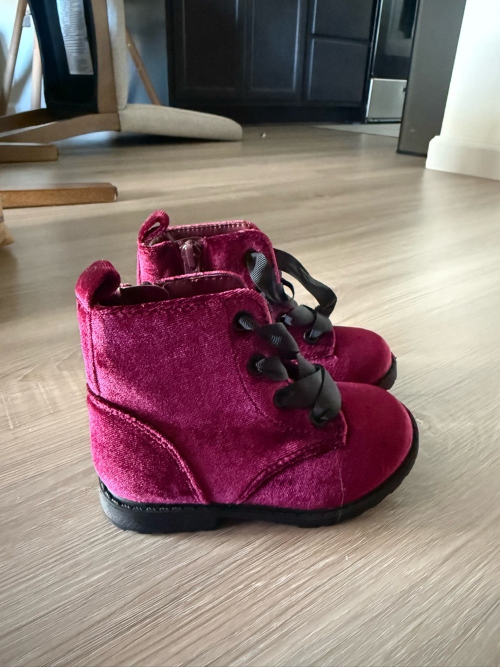 Cat & Jack Velvet Ankle Boots in Raspberry